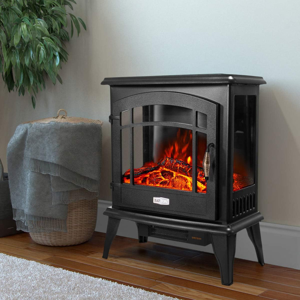 Black 1500W Electric Fireplace Stove Heater K15341