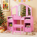 White Kids Vanity with Tri-fold Mirror Q66544
