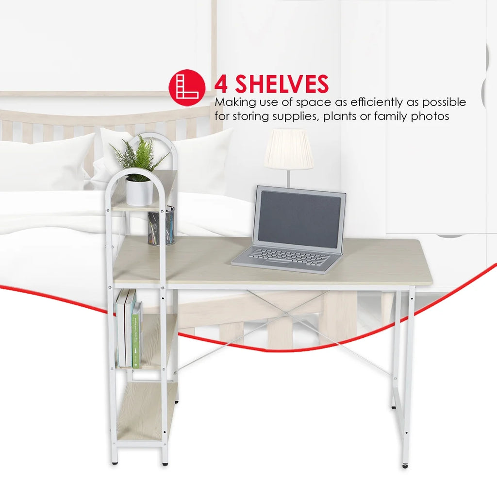 Oak/White Computer Desk With Shelves N53981