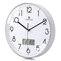 Black Wall Clock with Date Month Day of Week and Temperature Silent Non-Ticking Battery Operated Clock D5093