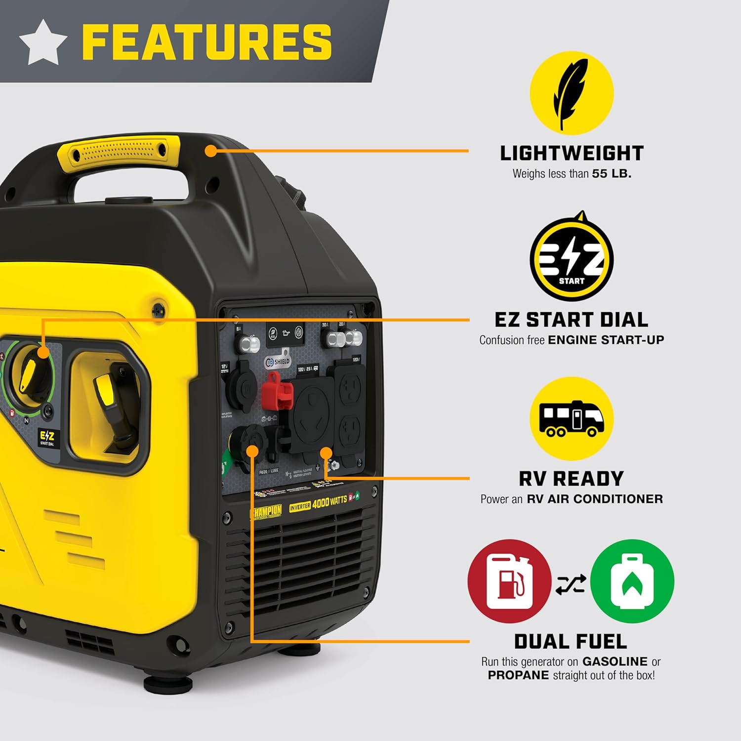 4000-Watt Dual Fuel Portable Inverter Generator E1900