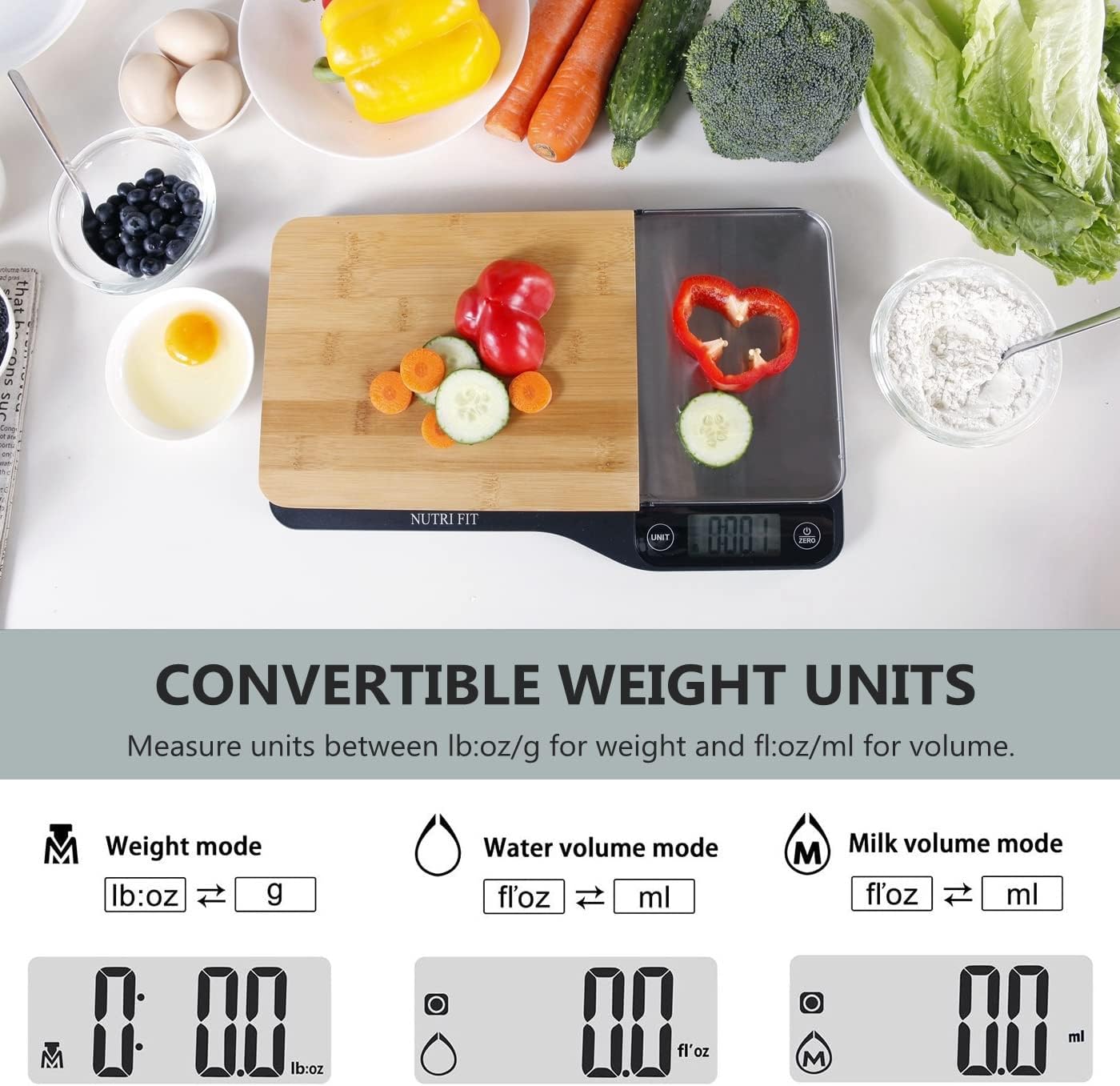 3 in 1 Digital Kitchen Scale with Removable Cutting Board & Tray B5769