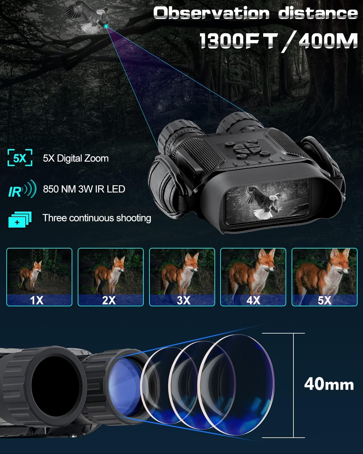 Digital Infrared Night Vision Binoculars with 32GB Memory Card G263
