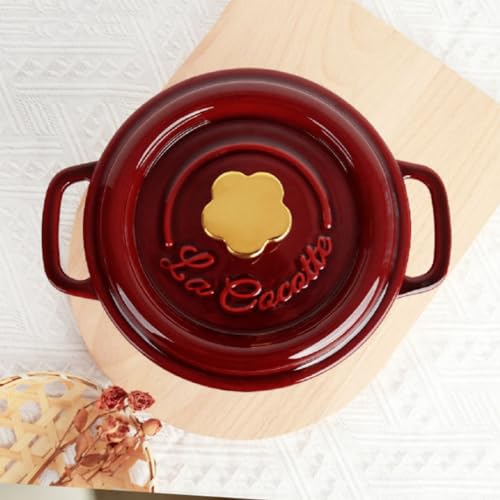 2QT Red Enamel Coated Cast Iron Dutch Oven E99081