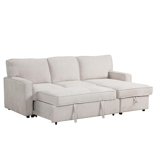 Gray Pull Out Sofa Bed with Storage V93261