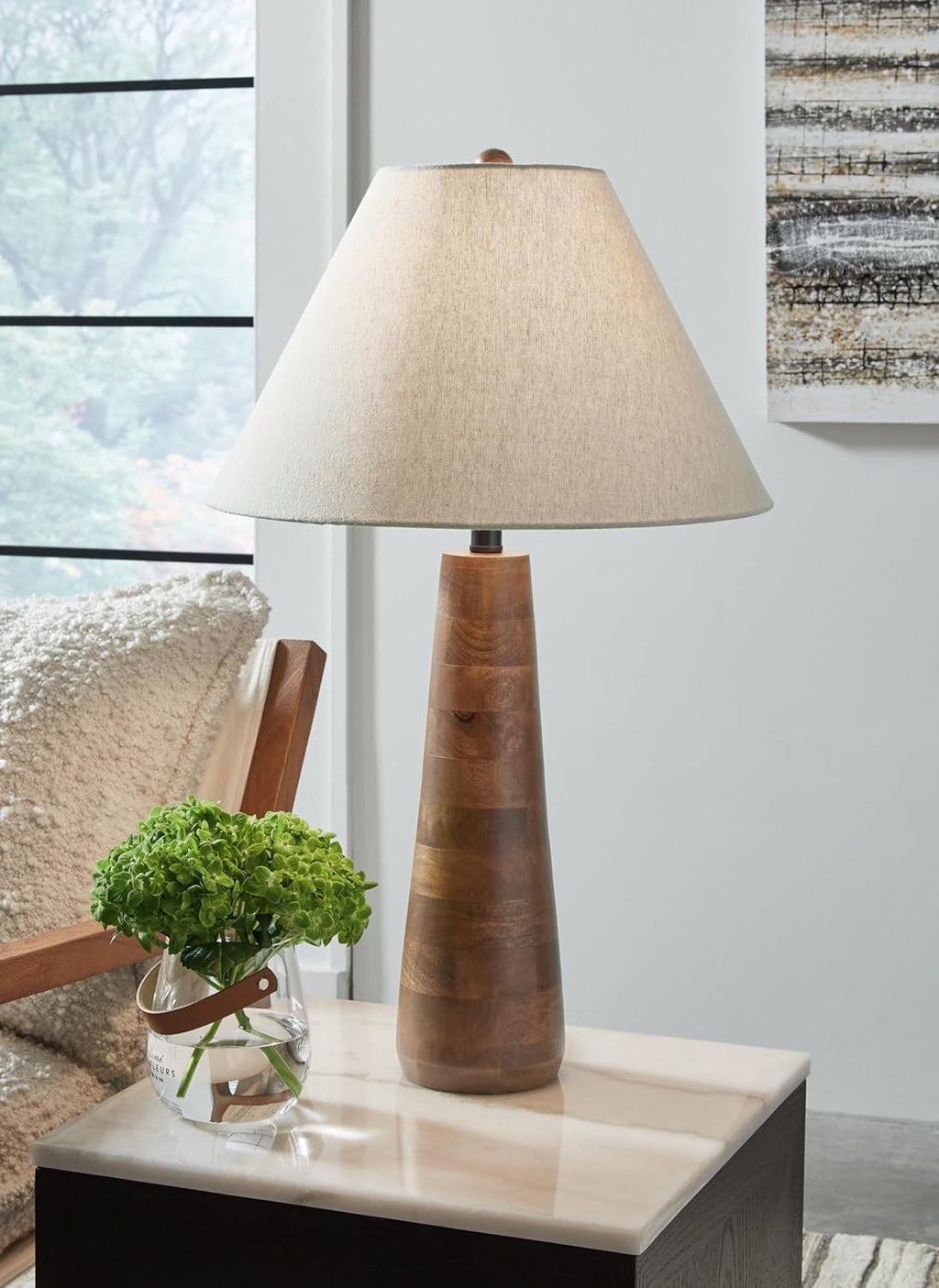Light Brown Wood Table Lamp with 3-Way Switch U895