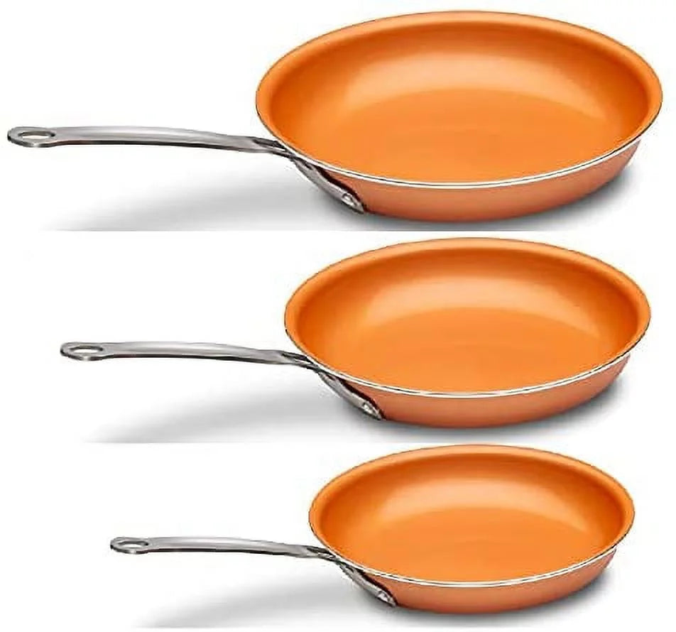 3 Pcs Nonstick Ceramic Frying Pan Cookware Set O447