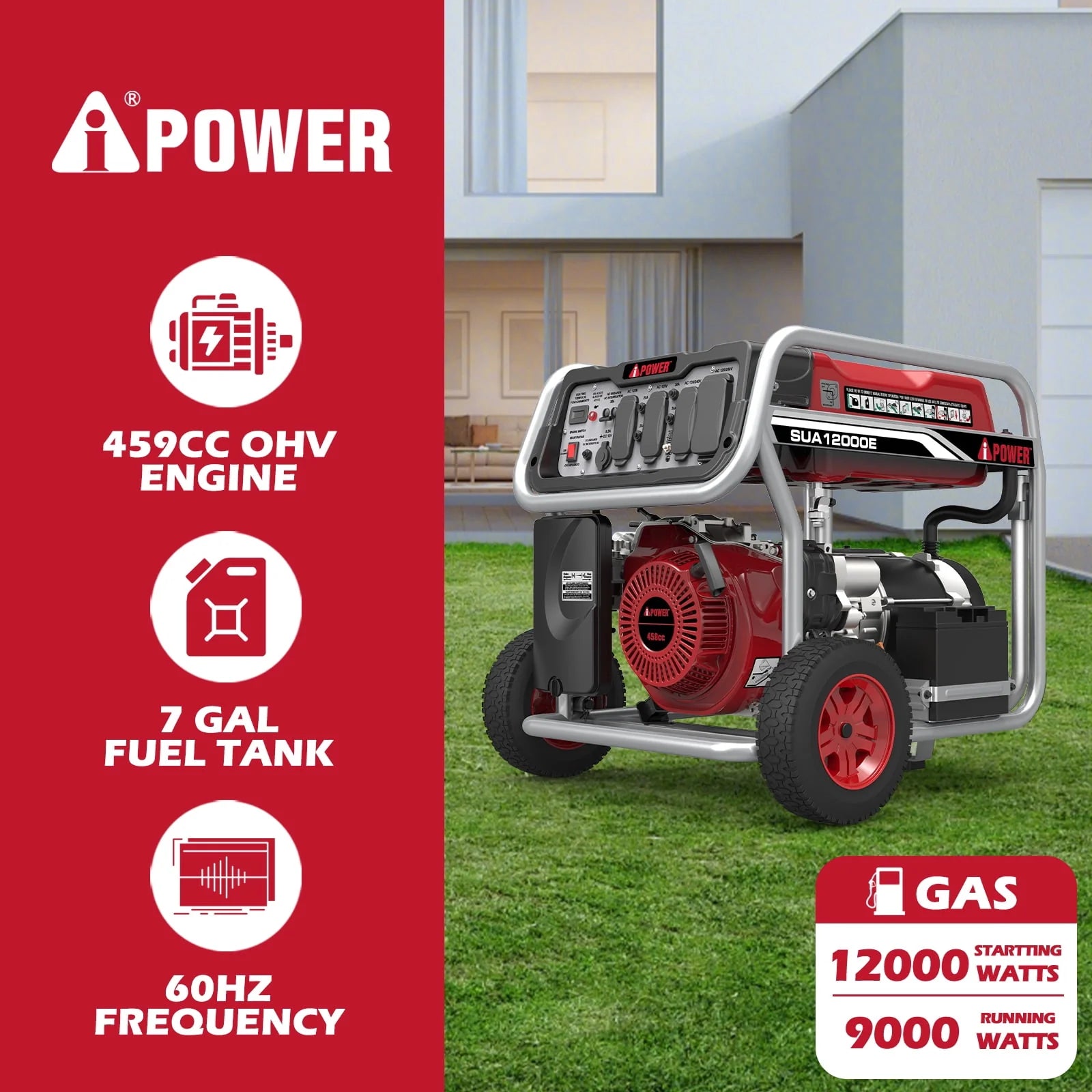 12000 Watt Portable Gas Powered Generator with Electric Start & Wheel Kit X9526