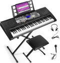 61 Key Electric Keyboard with LCD Screen, Grey T44972