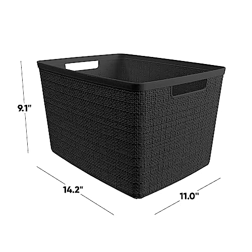 Set of 4 White Plastic Decorative Storage Baskets Q691