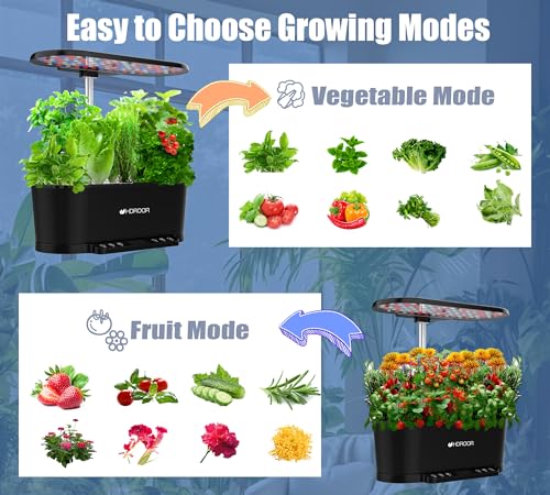 Black 15 Pods Hydroponic Growing System with Grow Light C9882