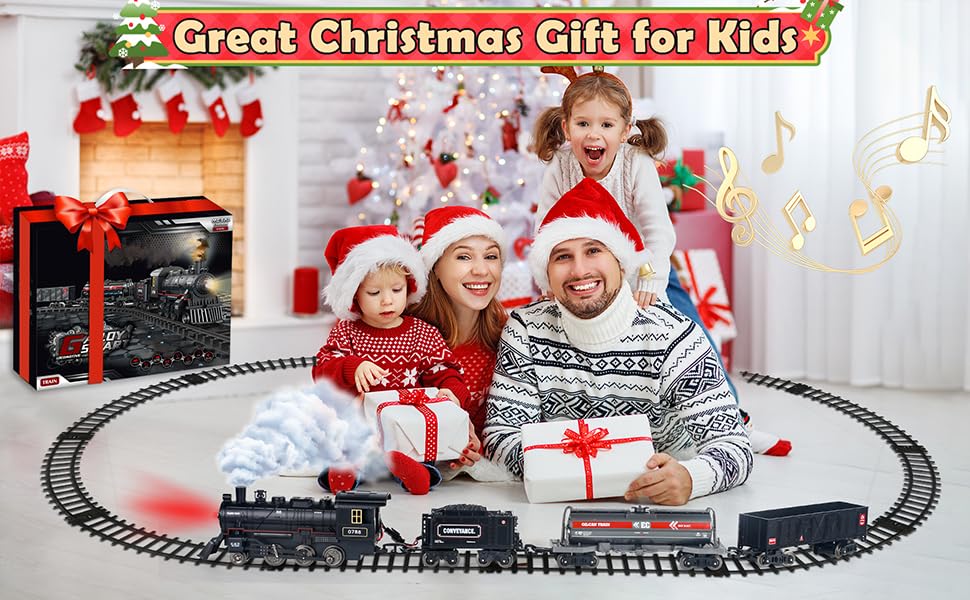 Remote Control Train Set with Track, Lighting, Rechargeable Battery, Smoke, Whistle & Lights L2986