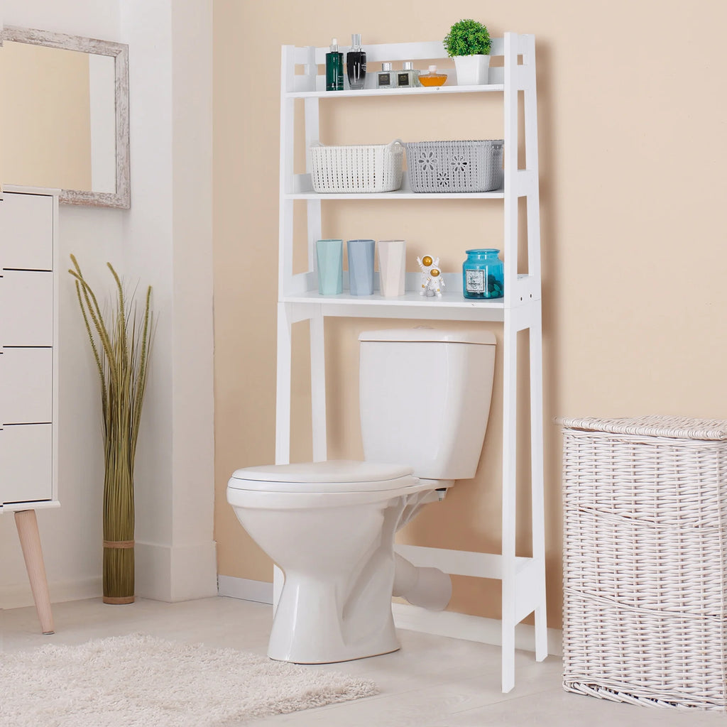 White 3-Tier Wooden Over-The-Toilet Storage Shelf C868