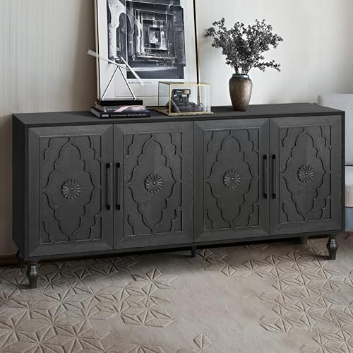 Wooden Sideboard Cabinet with 4 Doors and Metal Handles Z10270
