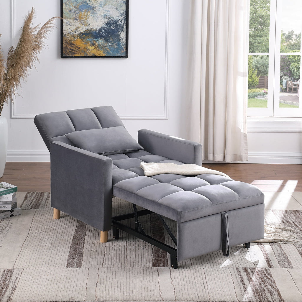 Convertible Sleeper Sofa Chair Bed with Pillow Velvet Fabric M995