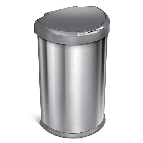 Brushed Stainless Steel Semi-Round Sensor Automatic Trash Can R719441
