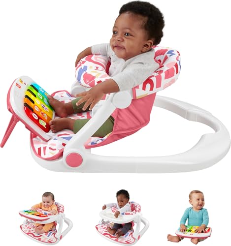 Pink Portable Baby Chair with Piano Toy & Snack Tray T266562
