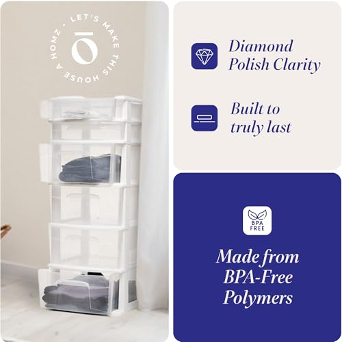 White 6-Tier Clear Plastic Storage Drawer Tower O339