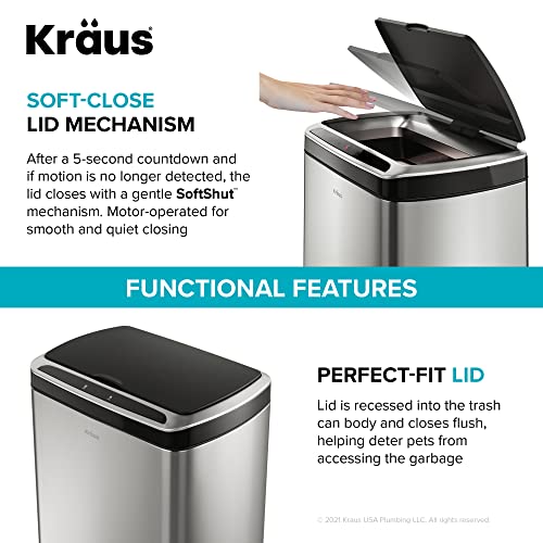 Rectangular 13 Gallon Hands-Free Motion Sensor Trash Can V96420