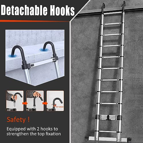 12.5 FT Aluminum Telescoping Ladder with Stabilizer W51808