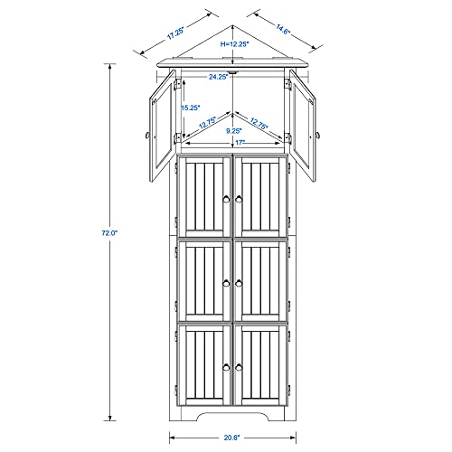 Black Tall Corner Storage Cabinet with Doors and 4 Shelves U4649