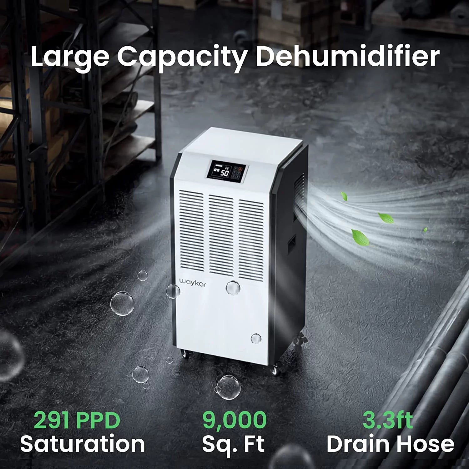 291 Pints Commercial Dehumidifier with Drain Hose T1121