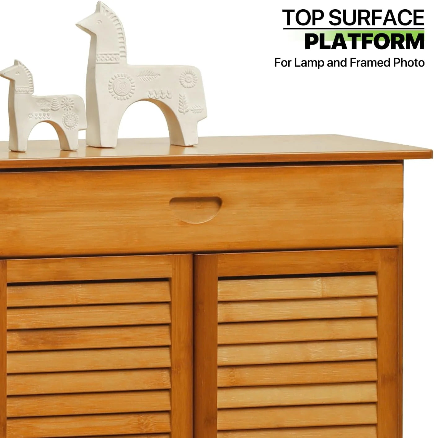 Bamboo Shoe Storage Cabinet With Drawer & Shutter Door Z11994
