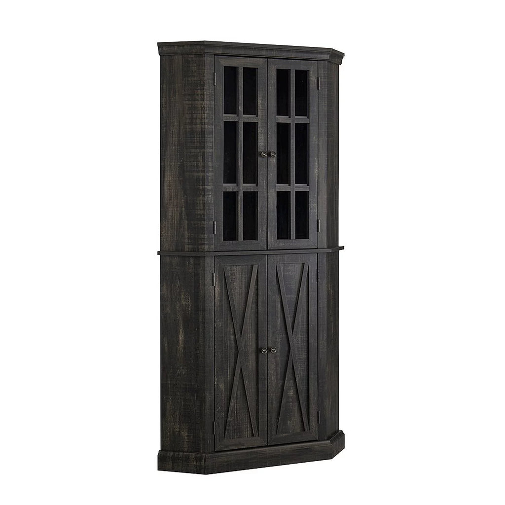 Enclosed Charcoal Corner China Cabinet L8708