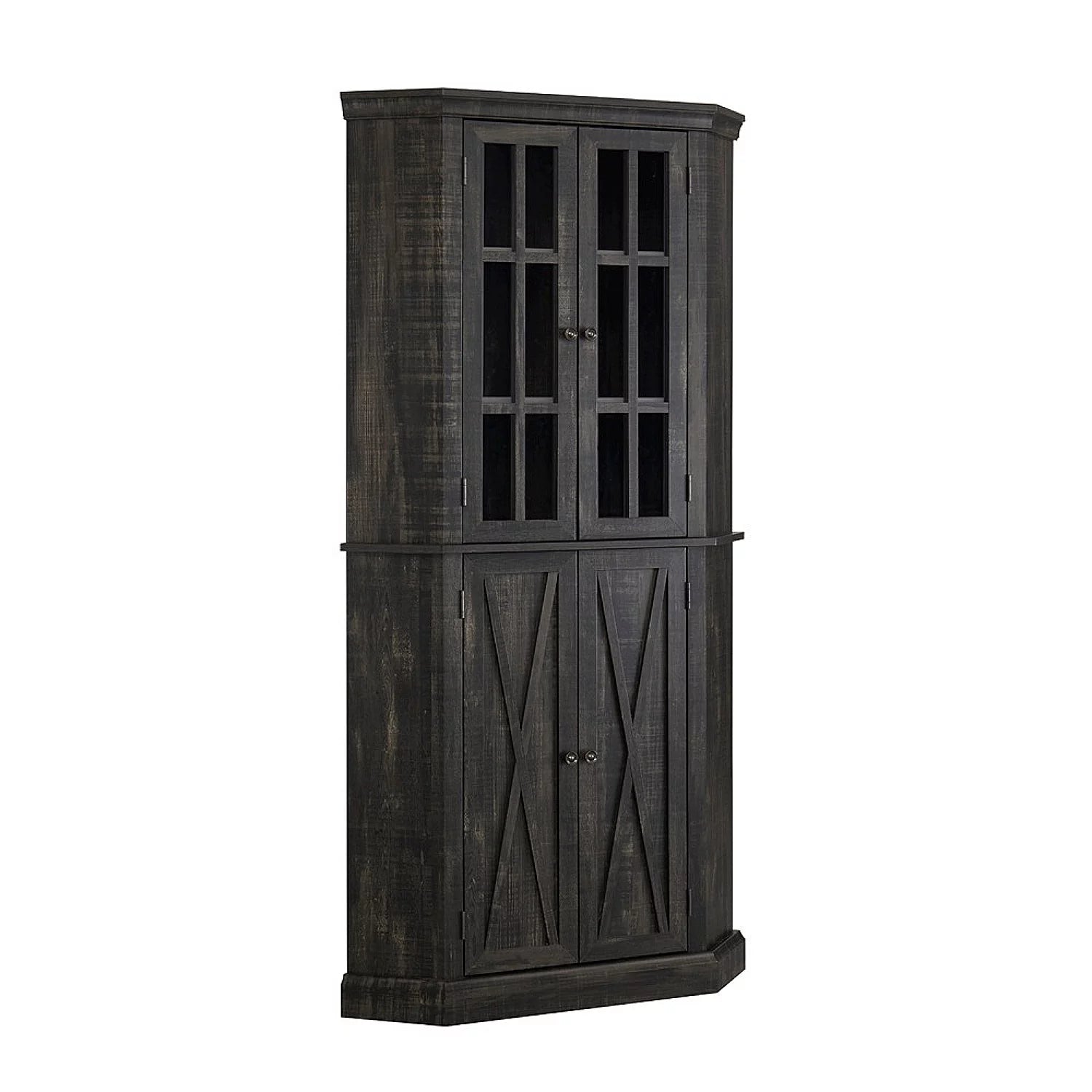 Enclosed Charcoal Corner China Cabinet L8708