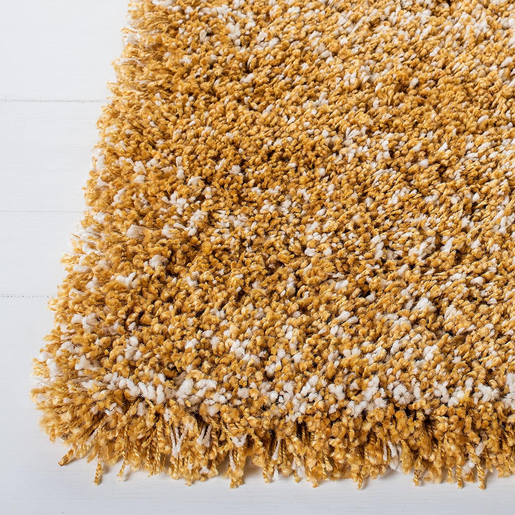 8' x 10' Gold Ivory Shag Area Rug J406