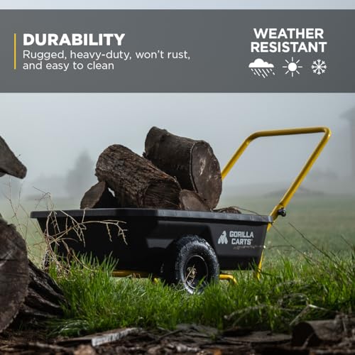 Black/Yellow Poly Dump Cart, 4 cu ft, 300 lb. Capacity R95949