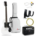 39 Inch Full Size Solid Body Electric Guitar Kit with HH Pickups, Gig Bag, Amplifier, Strap, Cable, Picks, String (White) U18151