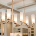 Gold Frosted Glass Linear Chandelier 6-Light 30" G660