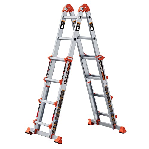 5 Step 17 Ft Anti-Slip Multi Position Aluminum Ladder I2313