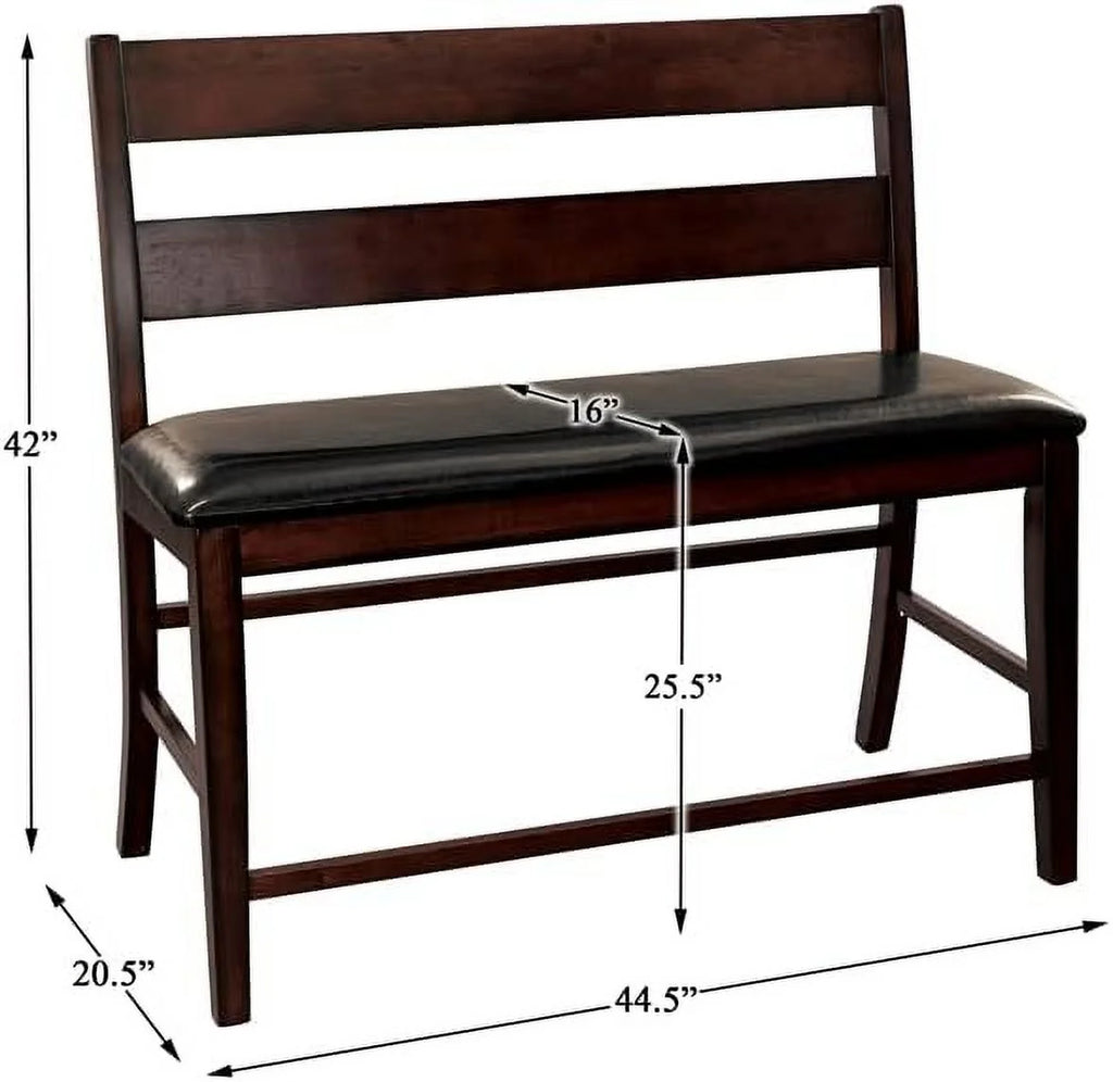 Wood Counter Height Dining Bench with Back in Cherry Y10669