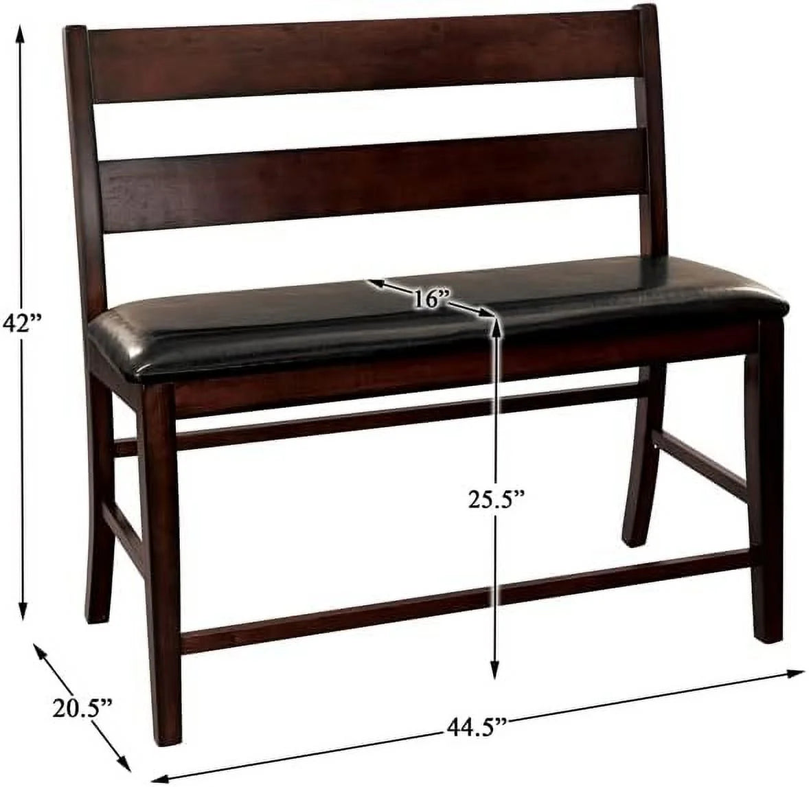 Wood Counter Height Dining Bench with Back in Cherry Y10669