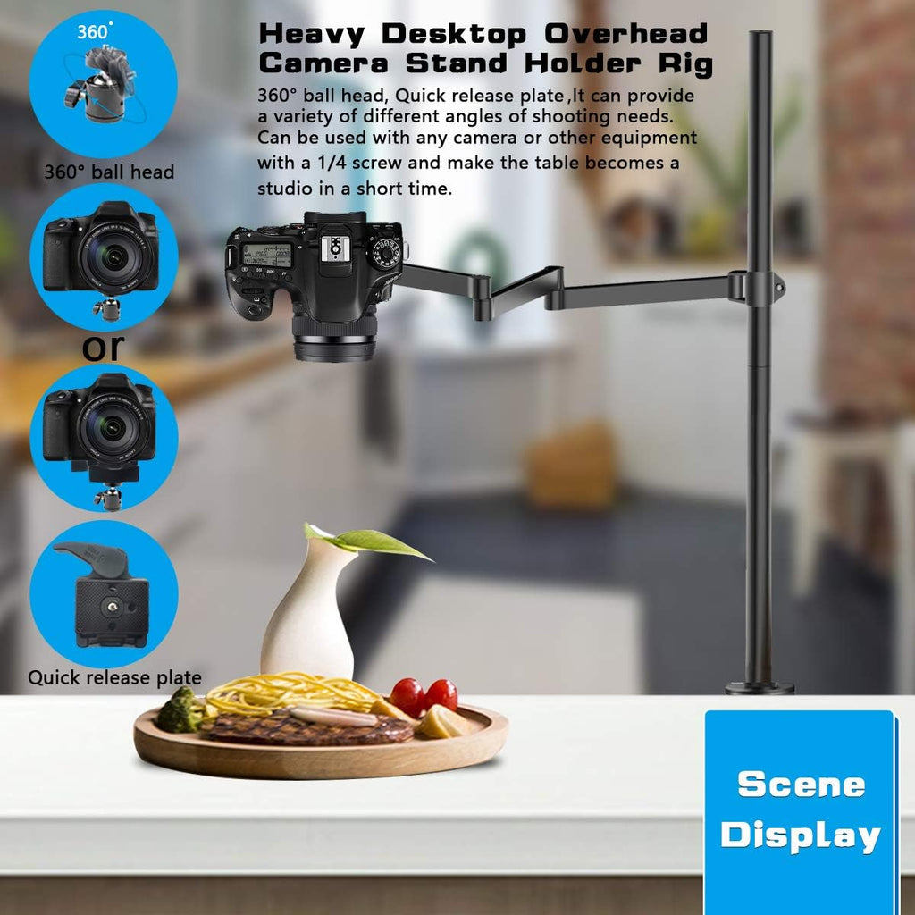 Heavy Desktop Overhead Camera Mount Stand with Flexible Arm and 360° Ball Head I509