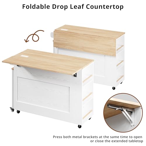 Kitchen Island Cart with Drawers and Power Outlet G561565