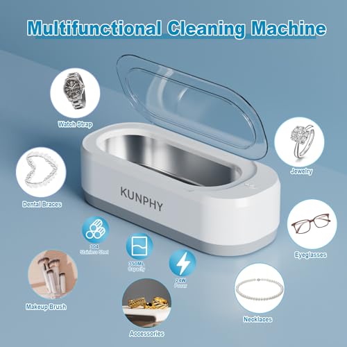 White Ultrasonic Jewelry Cleaner 12oz 46KHz Q966