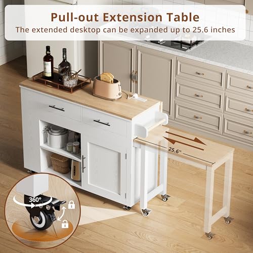 Kitchen Island Cart with Drawers and Power Outlet G561565