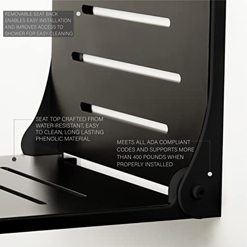 Black Folding Wall Mount Shower Bench Seat Z57875