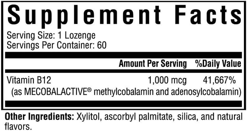 1000 mcg B12 Lozenges (60 lozenges) W74752