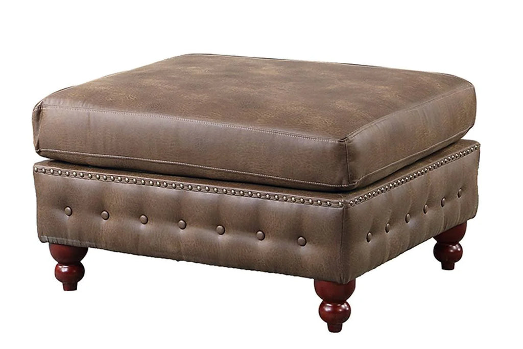 Dark Coffee Leatherette Solidwood Sectional 4pc Set Reversible Chaise Ottoman Tufted Couch E953500