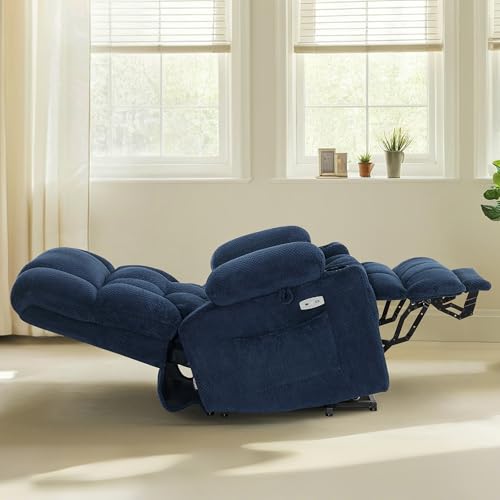 Dual Motor Power Lift Recliner Chair with Massage and Heat, Fabric, Burgundy E485808