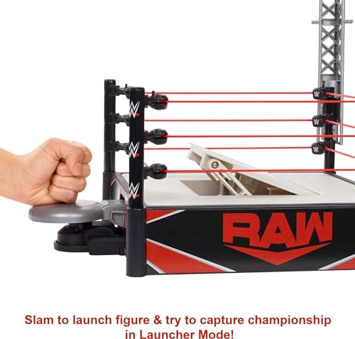 WWE Wrekkin' Kickout Ring Playset with Launcher, Crane, Championship, 13-inch x 20-inch H890
