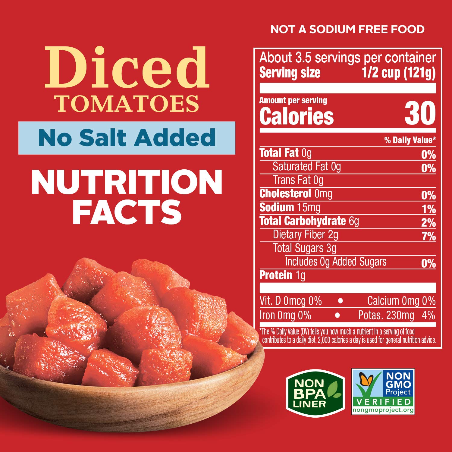 14.5 Ounce Diced Tomatoes No Salt Added E4861