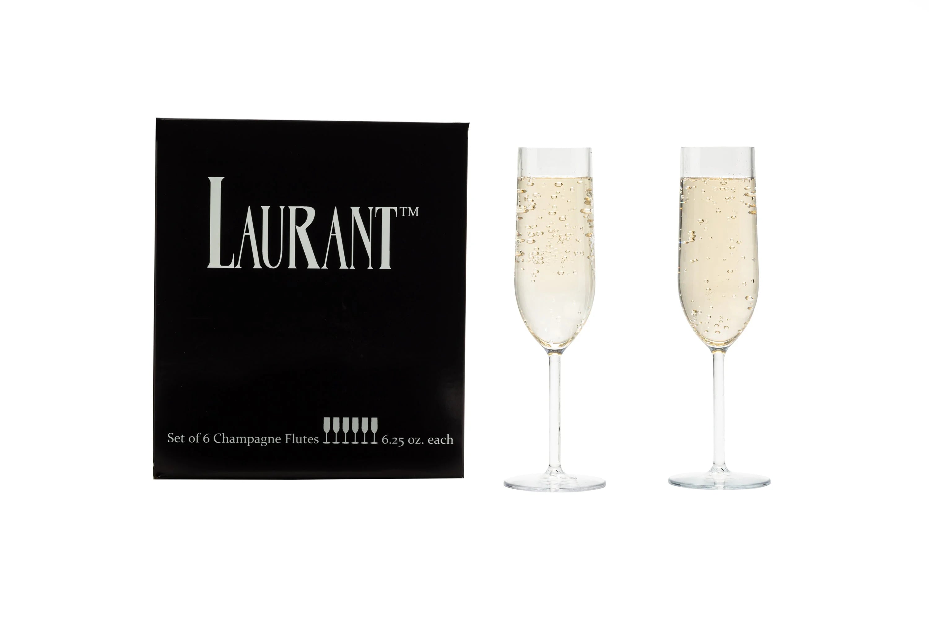 Set of 6 Crystal Clear Tritan Plastic Champagne Flutes H905