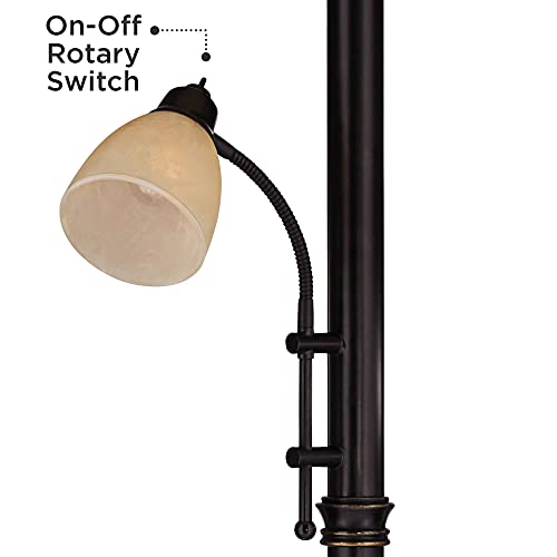 Oil Rubbed Bronze Brown Metal Torchiere Floor Lamp with Reading Light C922