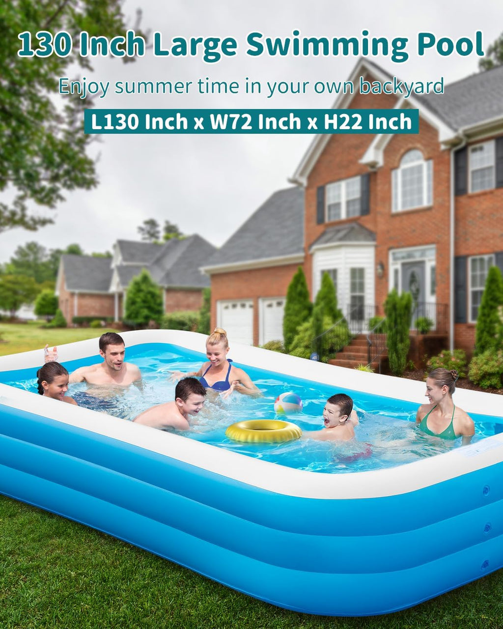 130'' x 72'' x 22'' Inflatable Pool with Pump V24090