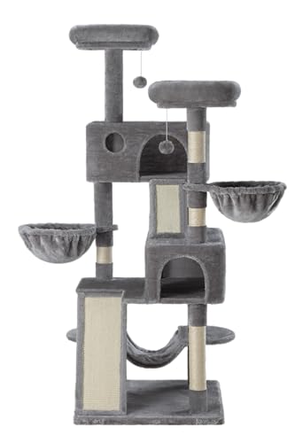 Grey Multi-Level Cat Tree with Scratching Posts O308